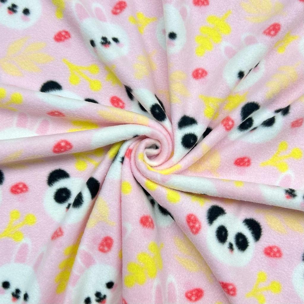 Pandas and Bunnies Anti Pill Polar Fleece Fabric - Pound Fabrics