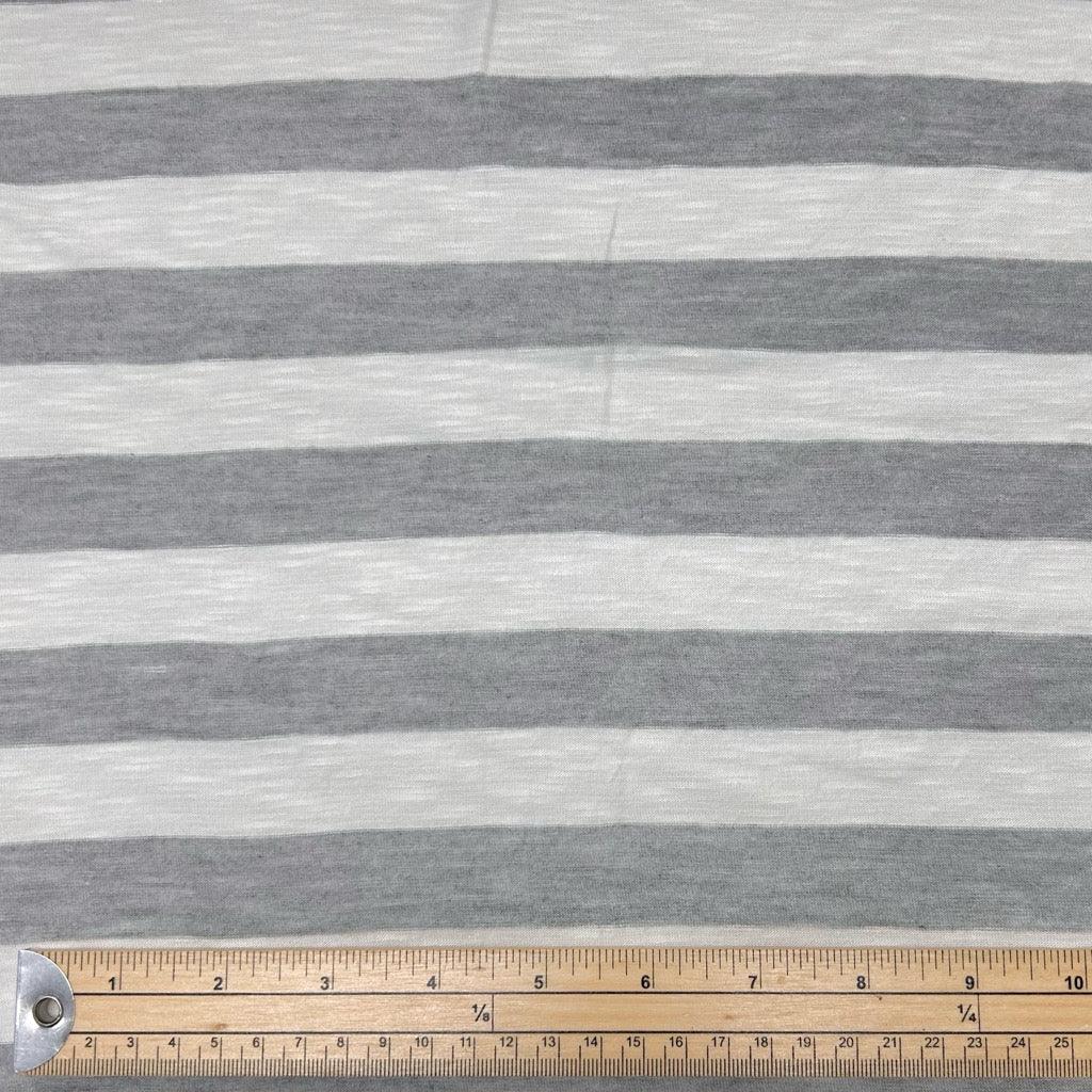 Grey and Ivory Striped Knit Fabric - Pound Fabrics