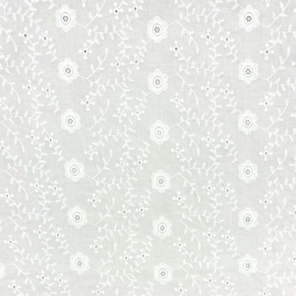 Delicate Blossom White Embroidered Cotton Fabric #13
