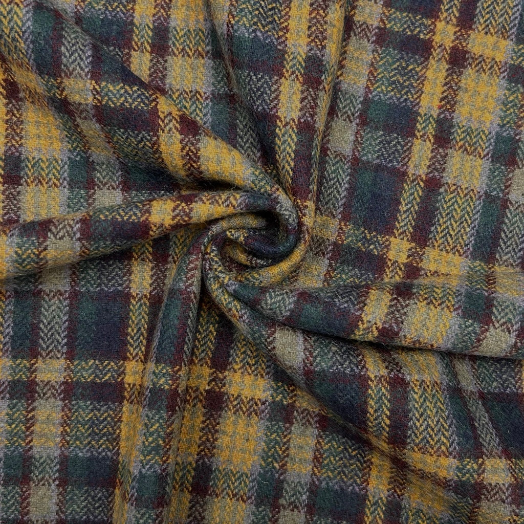 Patchwork Check Wool Blend Fabric