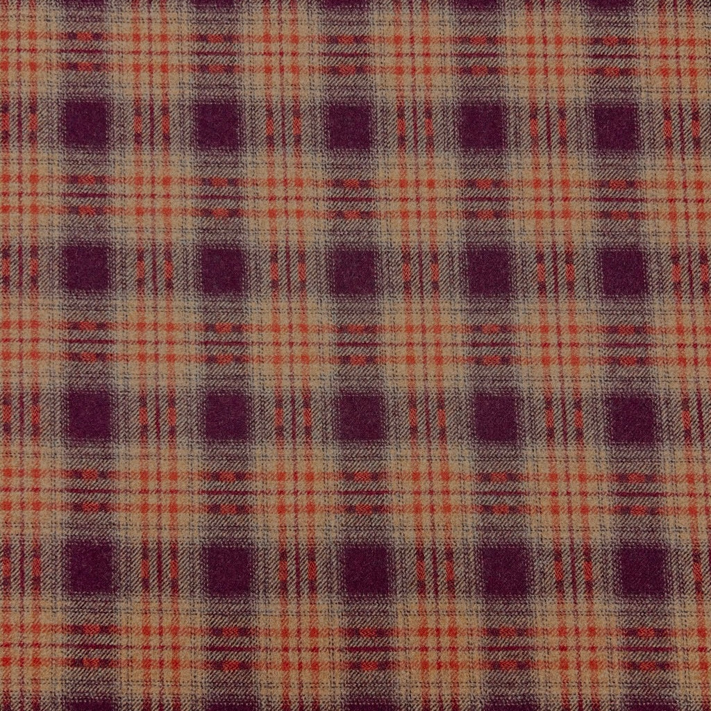 Autumn Plum Check Wool Blend Fabric