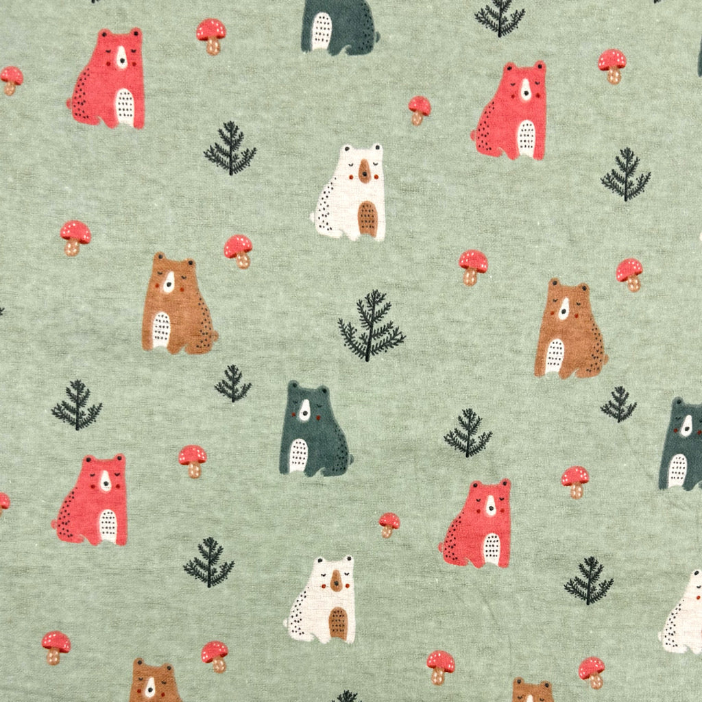 Forest Bears Brushed Cotton Fabric