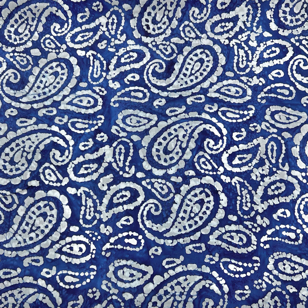 Paisley on Navy Cotton Batik Fabric