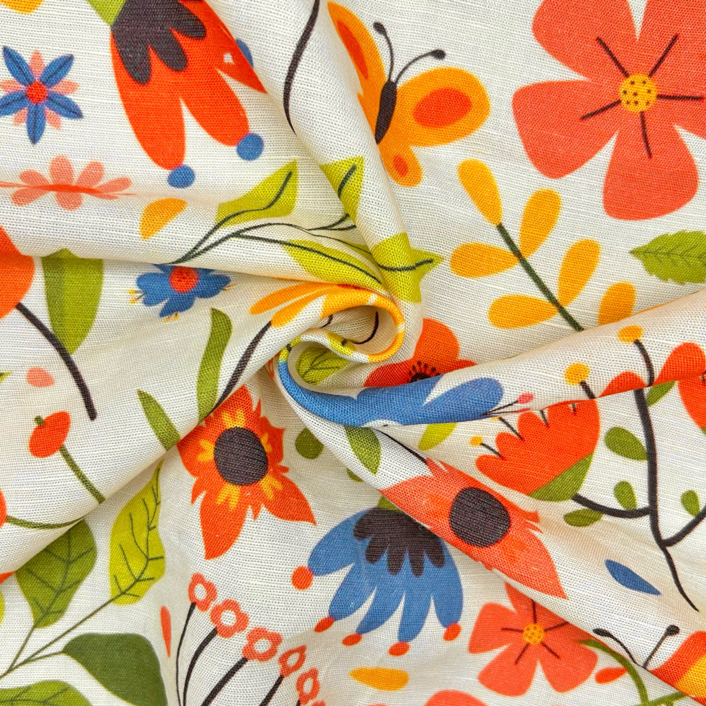 Sunny Garden Bamboo Linen Blend Fabric