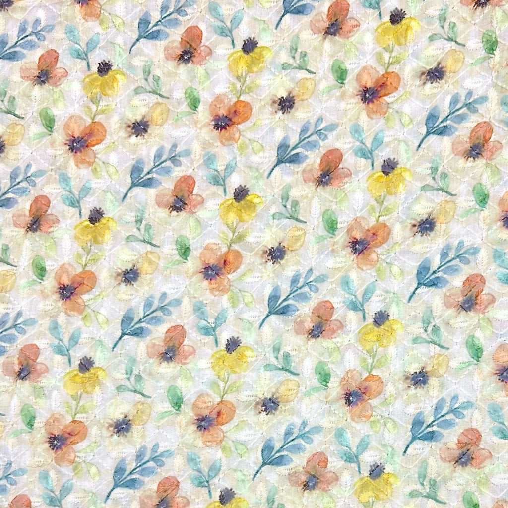 Floral Breeze Digital Embroidered Polycotton Fabric - Pound Fabrics