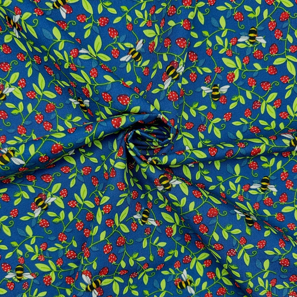Berry Buzz Rose & Hubble Cotton Poplin Fabric