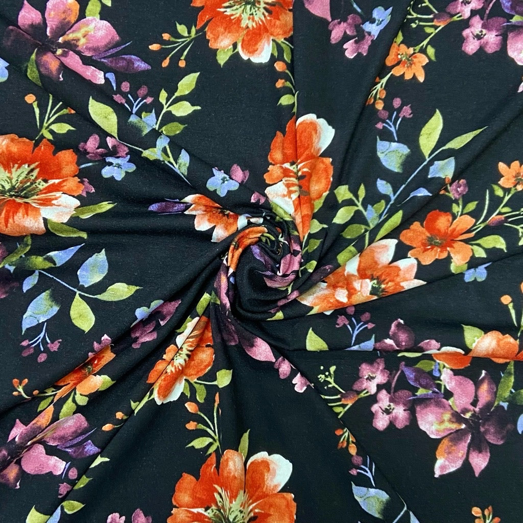 Large Bright Flowers Viscose Jersey Fabric