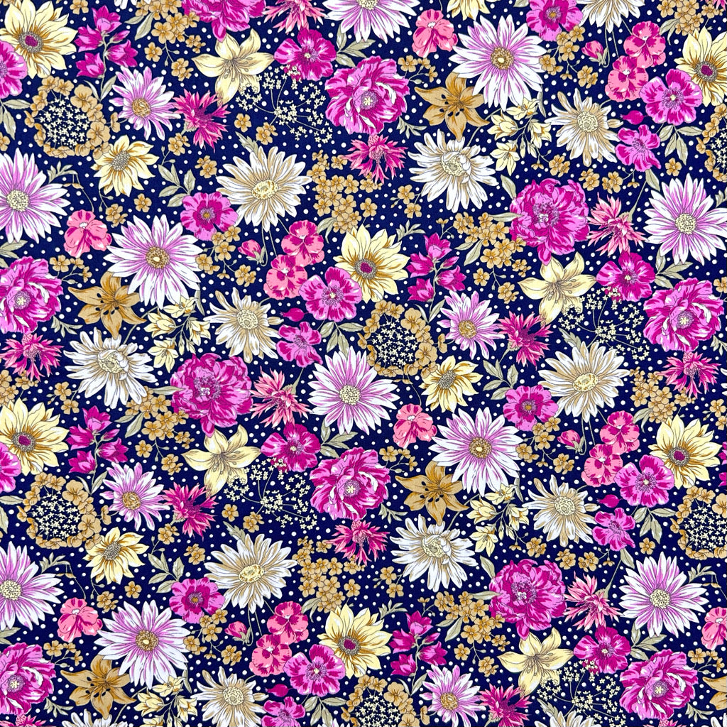 Botanical Bloom Rose & Hubble Cotton Poplin Fabric