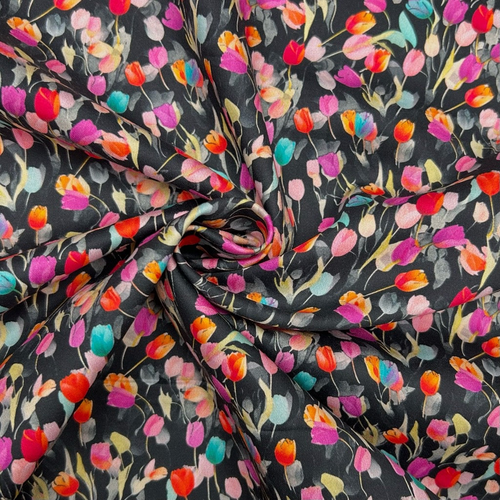 Spring Tulips Cotton Sateen Fabric