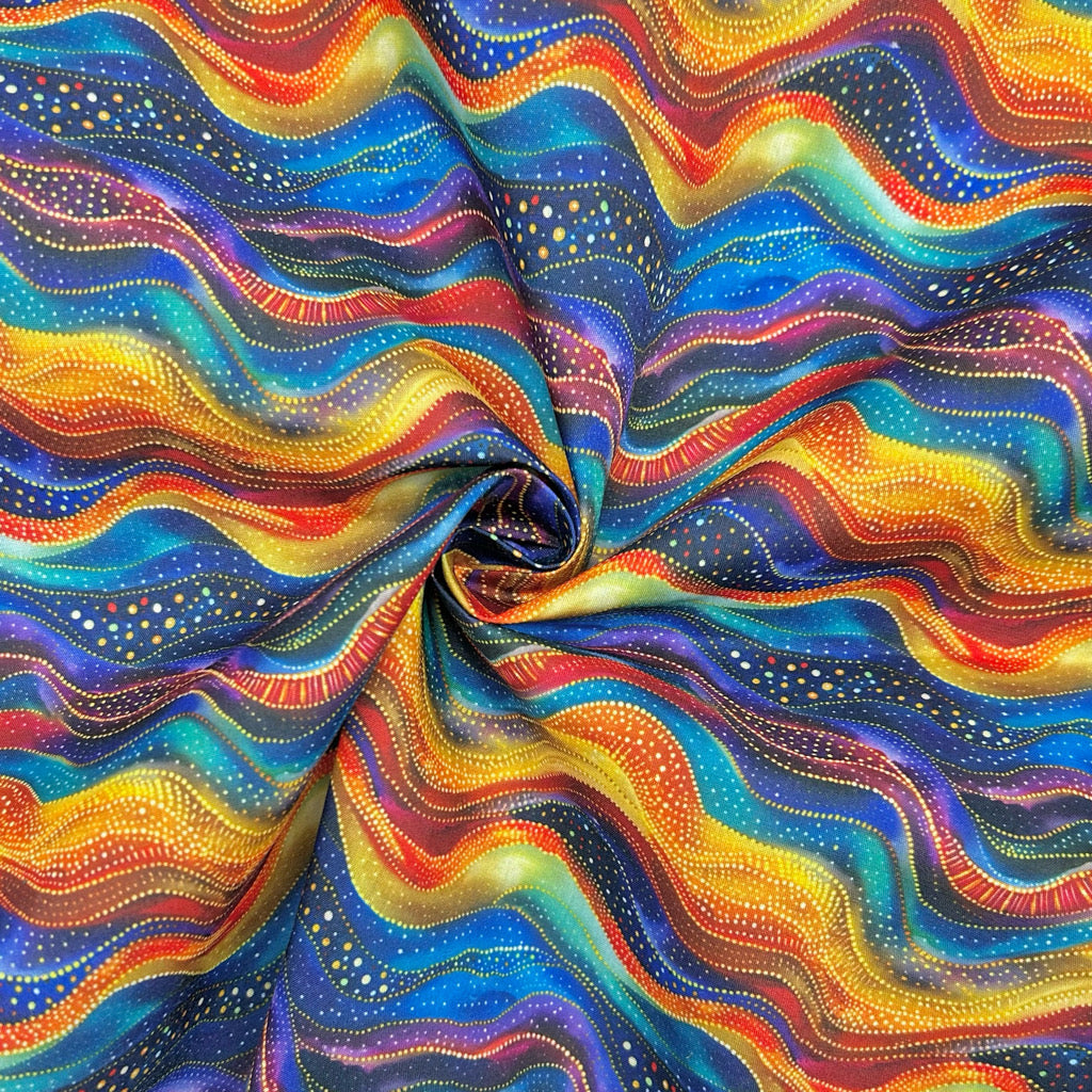 Groovy Waves Polycotton Fabric