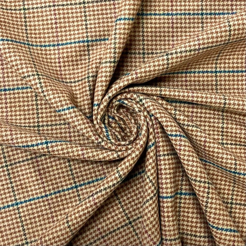 Rust Dogtooth Checkered Wool Blend Fabric - 2 metres for £9.95 #33