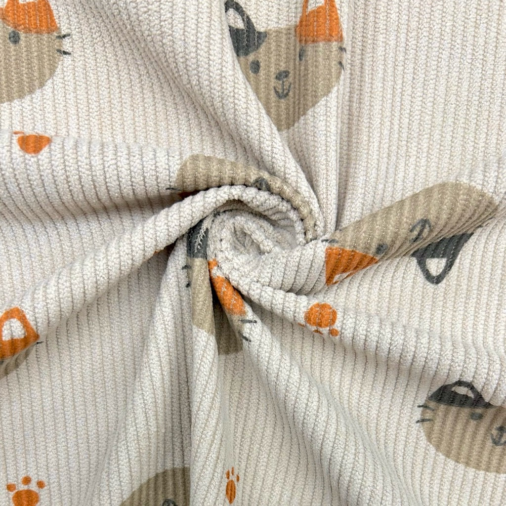 Cozy Cats Stretch Corduroy Fabric
