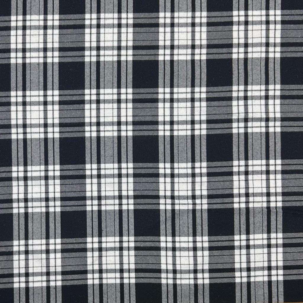 Black and White Checkered PolyViscose Tartan Fabric - Pound Fabrics