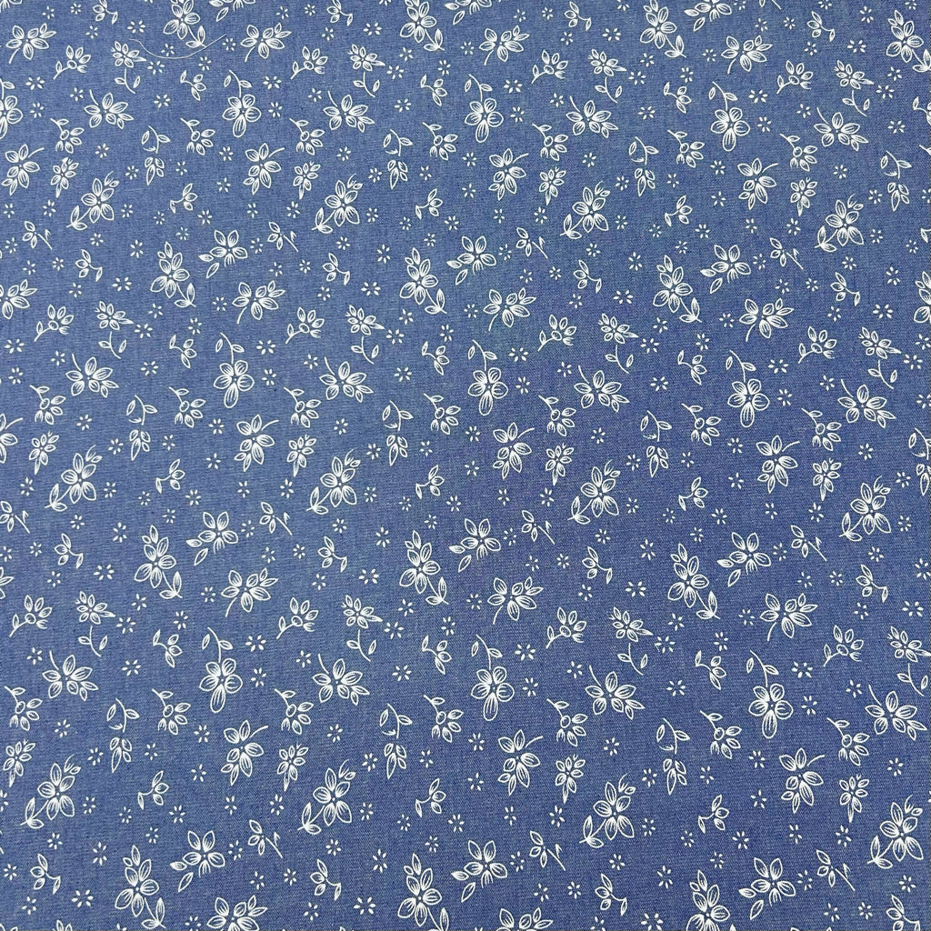 Petite Flowers Chambray Denim Fabric