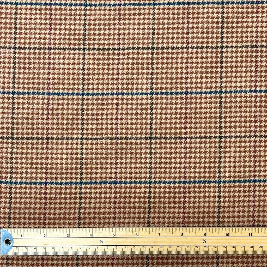 Rust Dogtooth Checkered Wool Blend Fabric - 2 metres for £9.95 #33 - Pound Fabrics