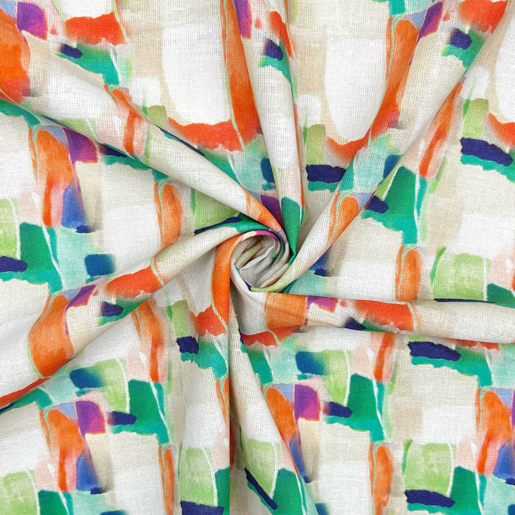 Pastel Waves Cotton Linen Blend Fabric
