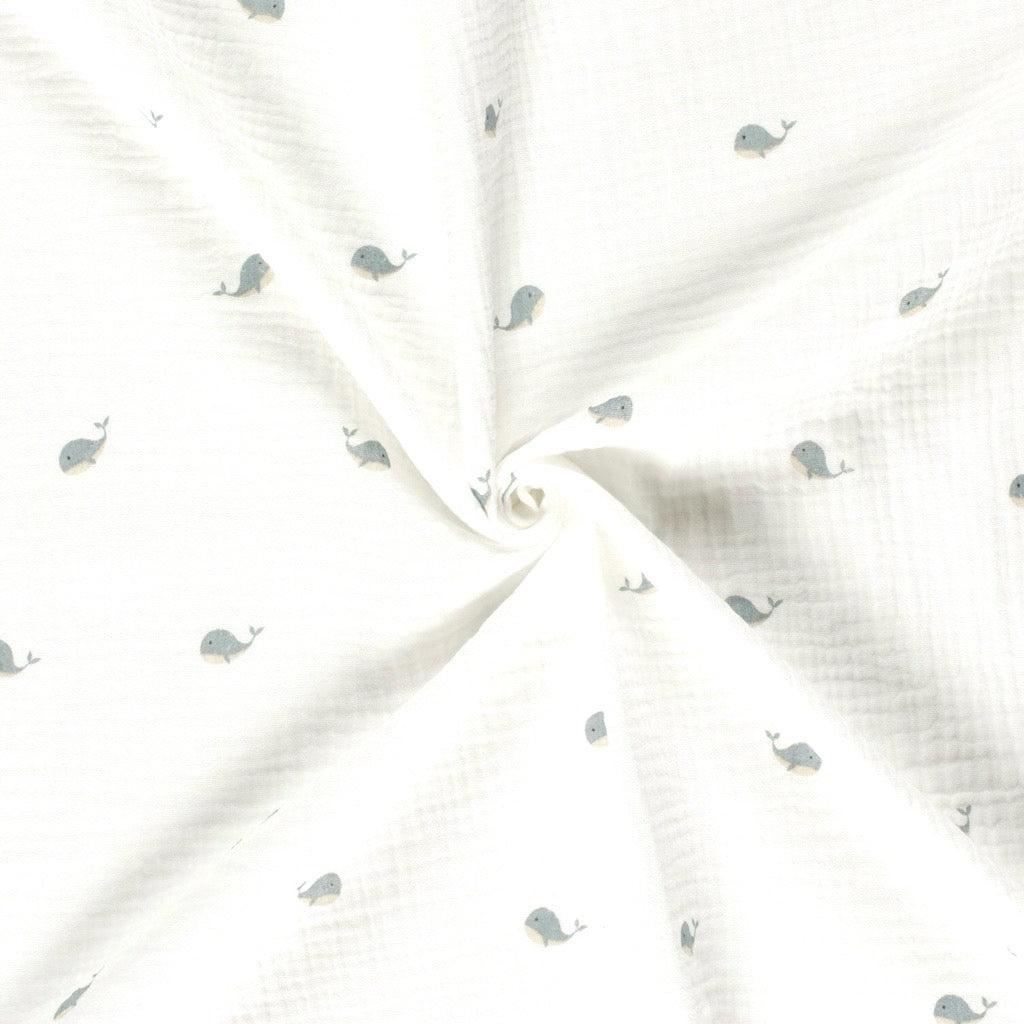 Little Whales Double Gauze Fabric