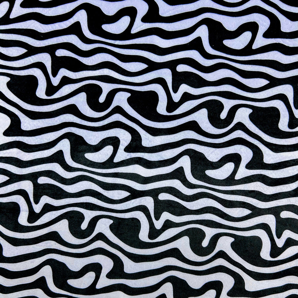 Wavy Ink Sherpa Fur Backed Fleece Fabric