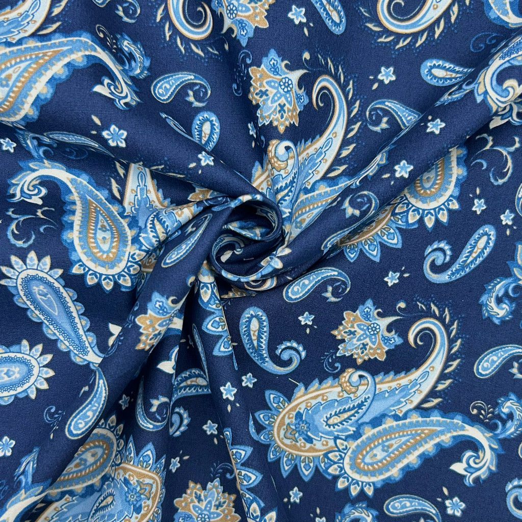 Paisley Swirl Rose & Hubble Cotton Poplin Fabric