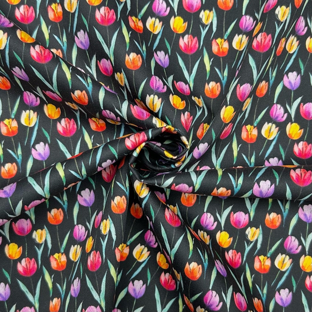 Painted Tulips Cotton Sateen Fabric