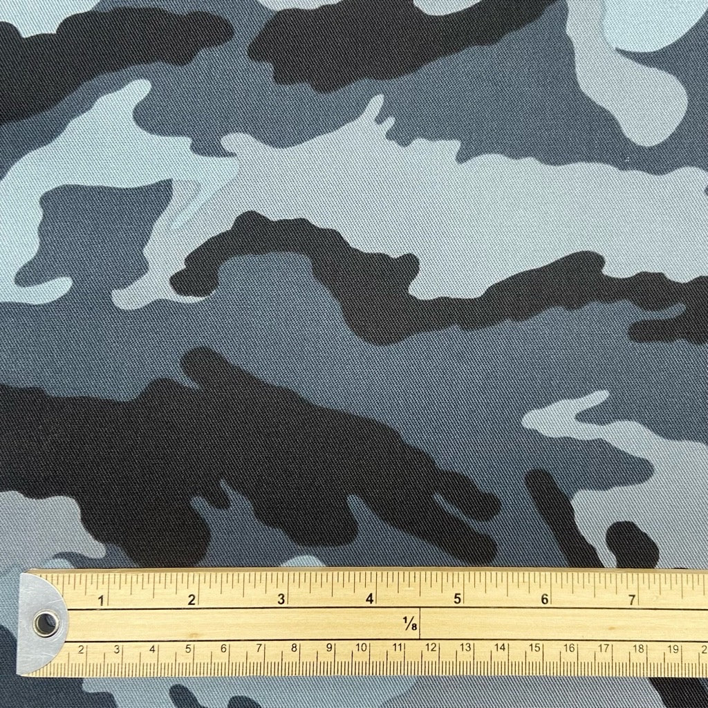 Grey Camouflage Cotton Drill Fabric - Pound Fabrics