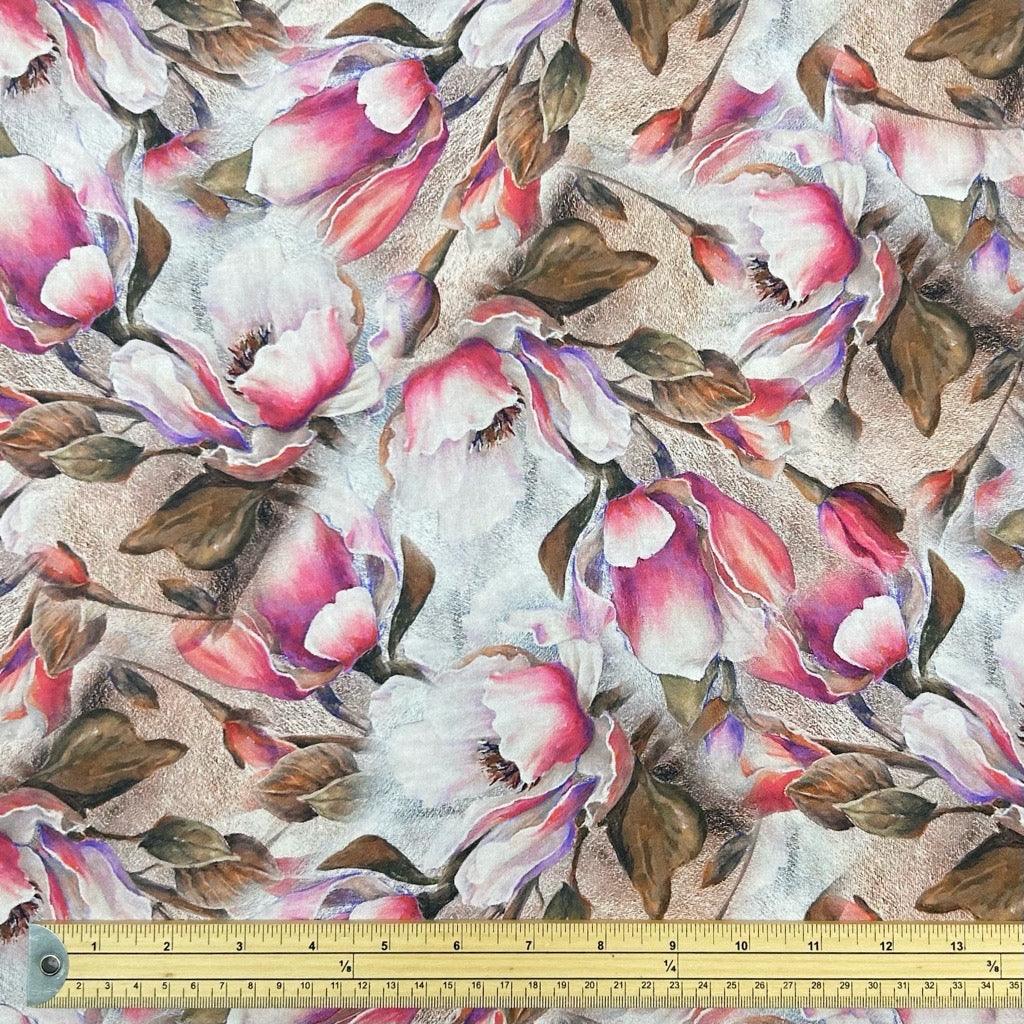 Pink/Purple Blooms Viscose Lawn Fabric - Pound Fabrics