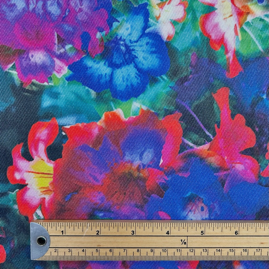 Radiant Petals Stretch Denim Fabric