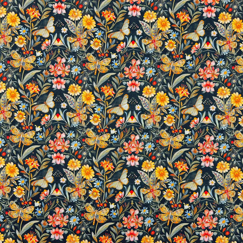 Dragonfly Bloom Rose & Hubble Cotton Poplin Fabric