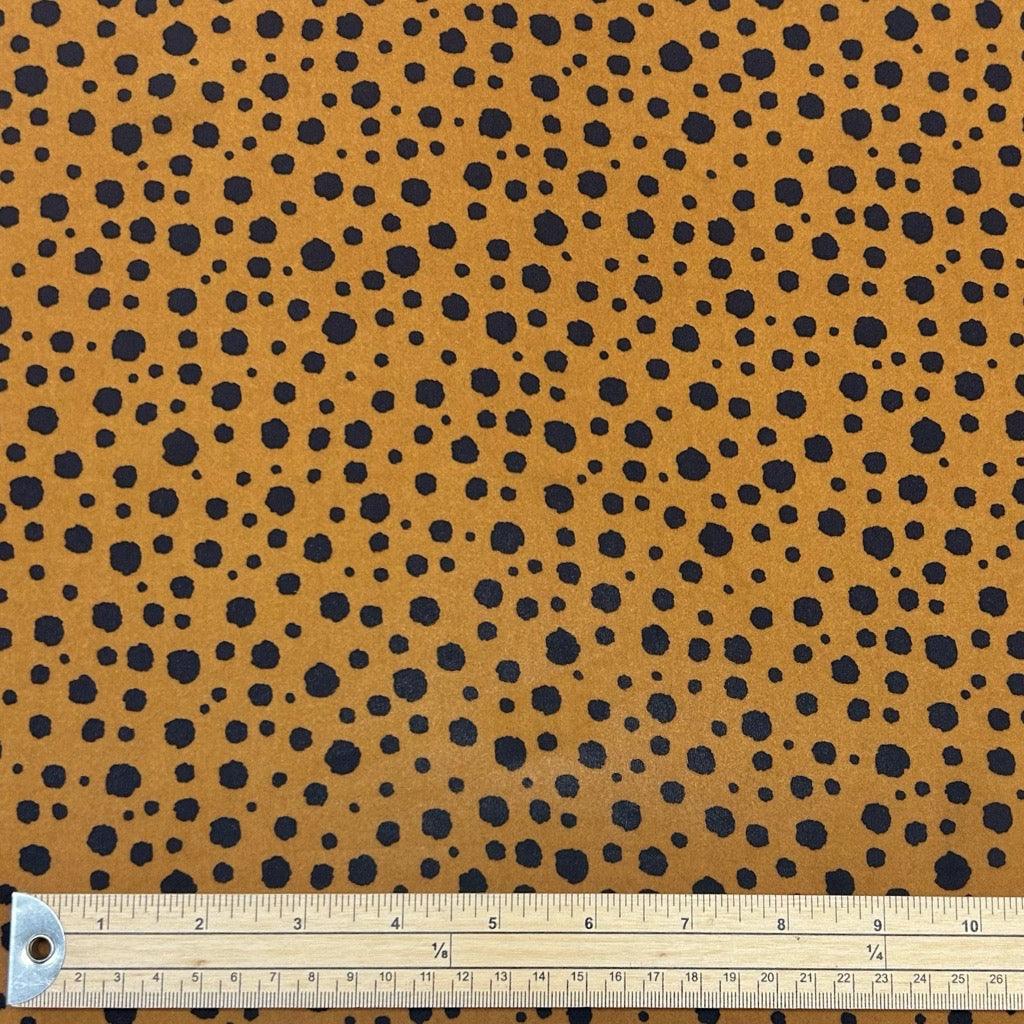 Navy Spots on Brown Crepe Fabric - Pound Fabrics