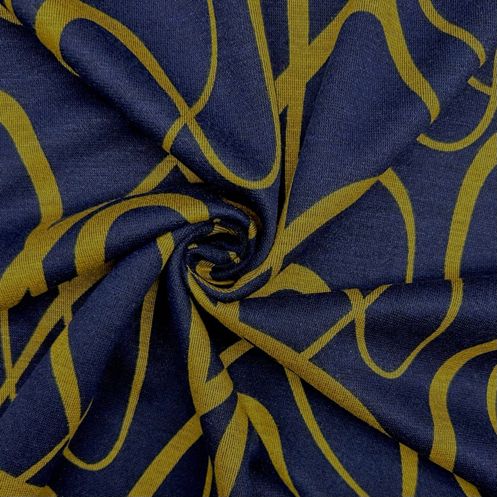 Swirly Swiggle Viscose Ponte Roma Fabric