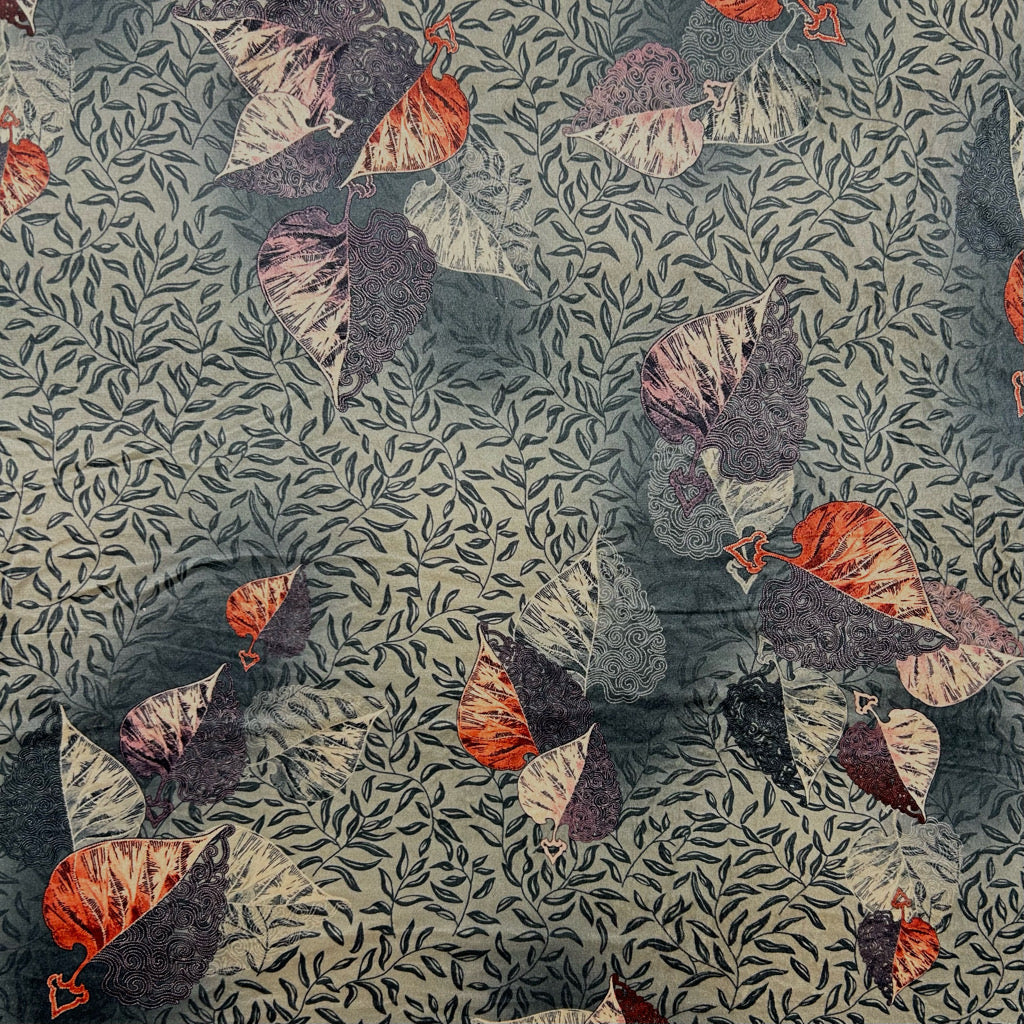 Falling Leaves Stretch Velvet Fabric