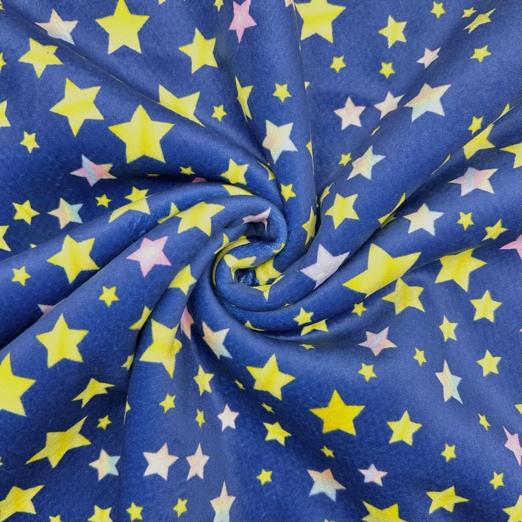 Happy Stars Sherpa Fur Backed Fleece Fabric