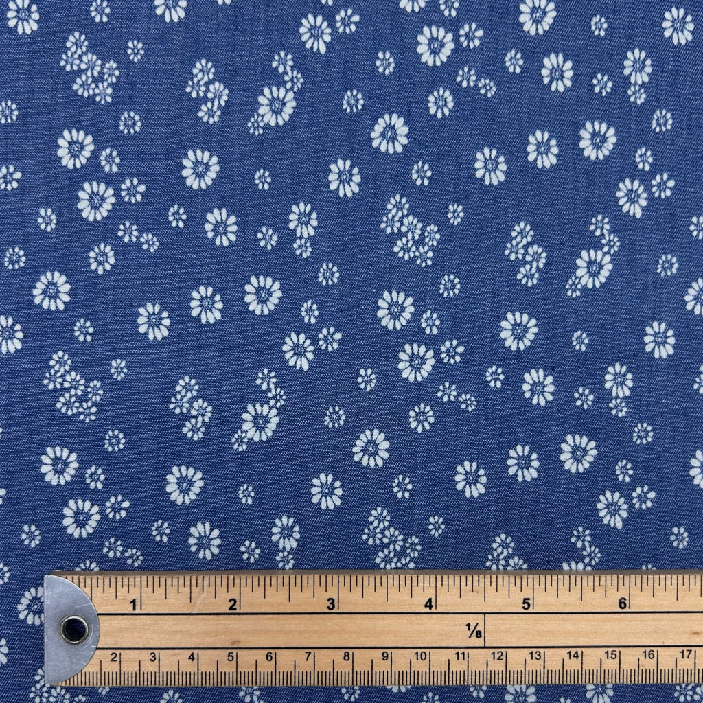 Daisy Bunches Chambray Denim Fabric