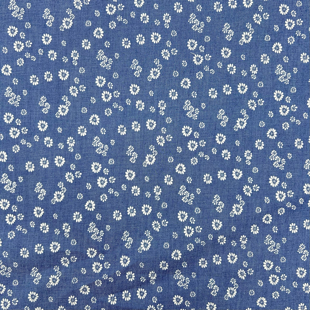 Daisy Bunches Chambray Denim Fabric