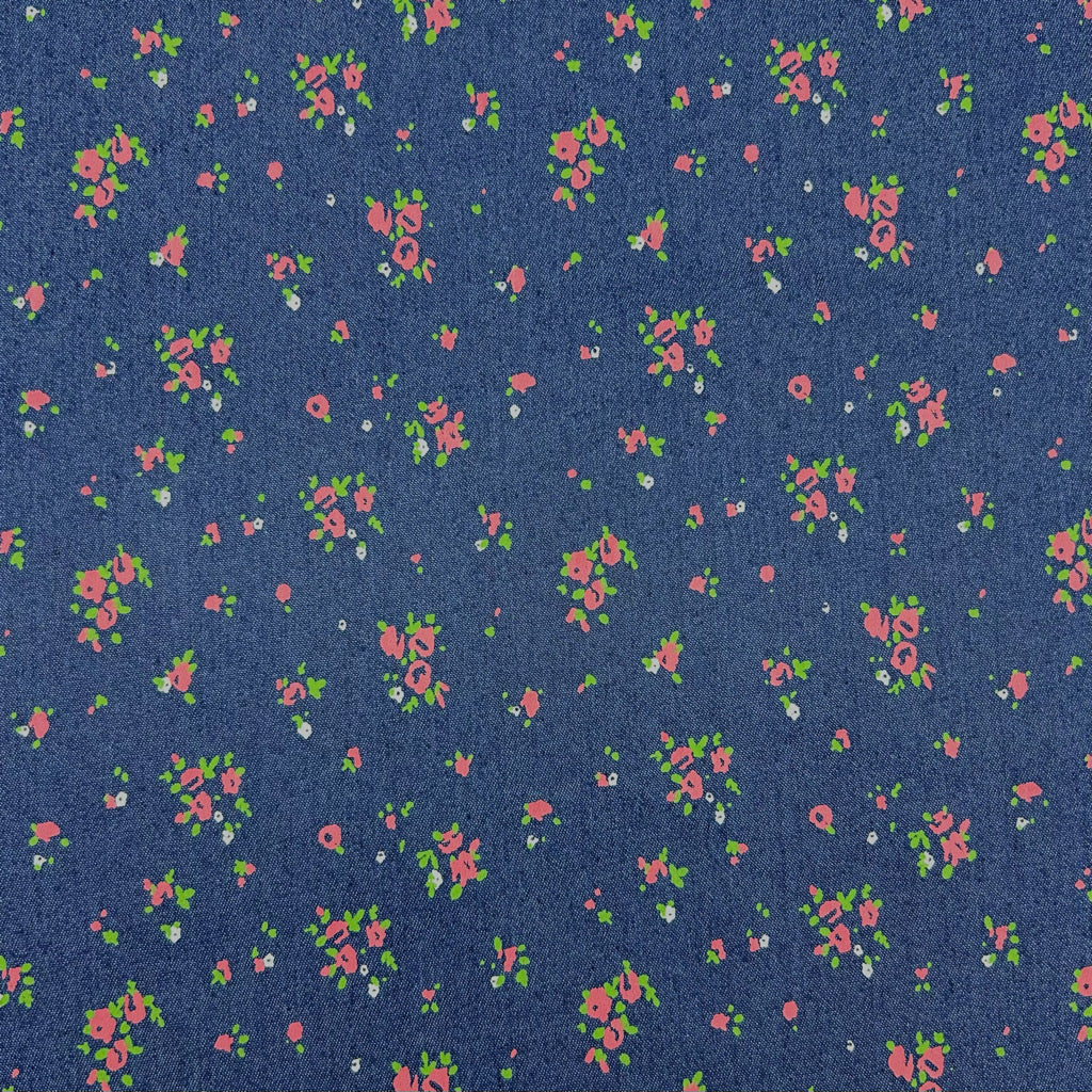 Ditsy Posies Stretch Denim Fabric