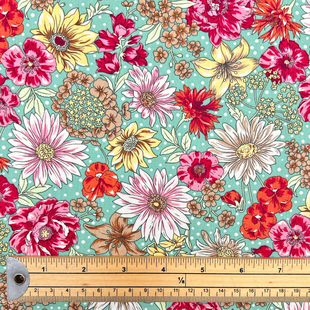 Botanical Bloom Rose & Hubble Cotton Poplin Fabric
