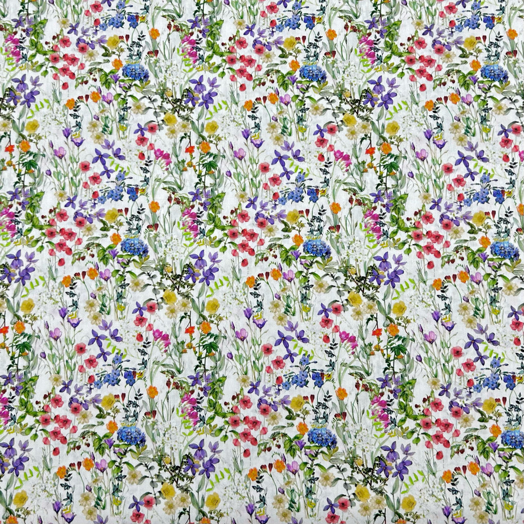 Wild Floral Rose &amp; Hubble Cotton Poplin Fabric - Pound Fabrics