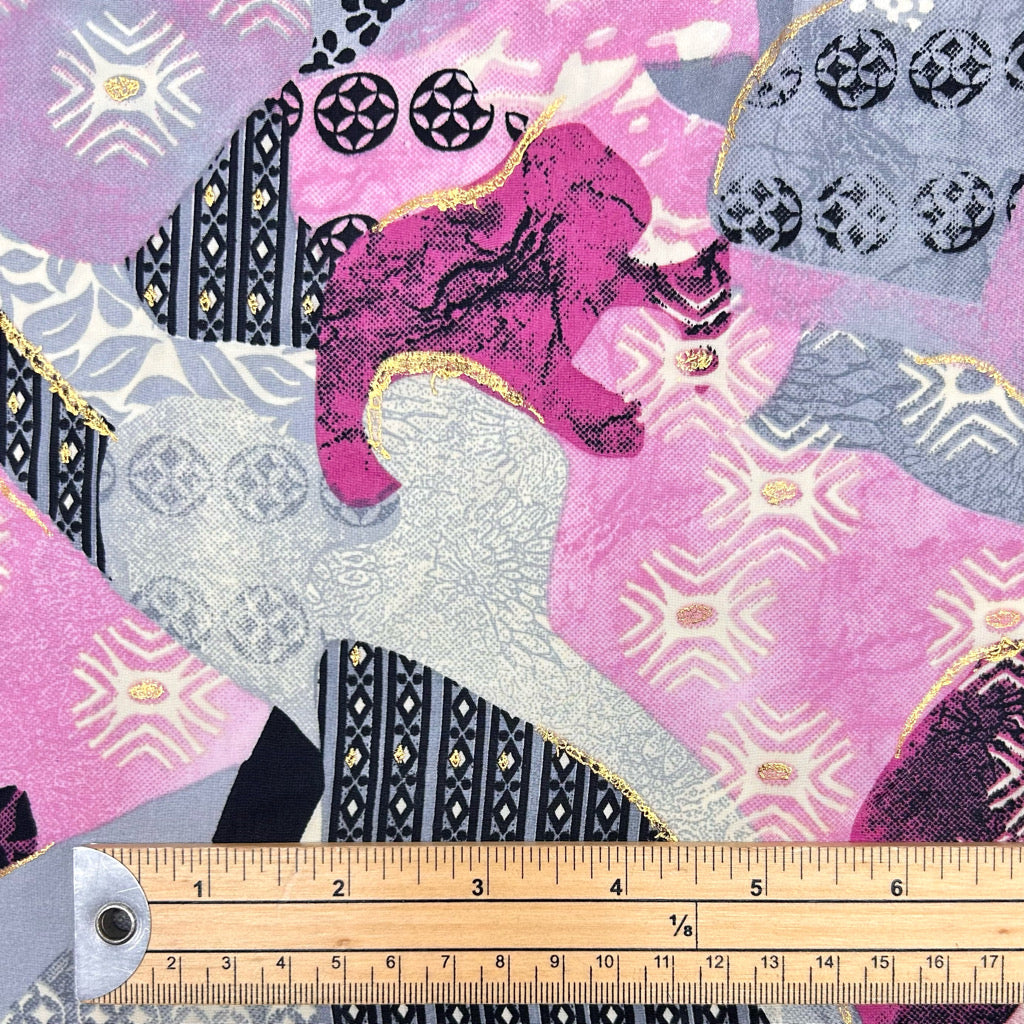 Mixed Panels Silky Polyester Fabric
