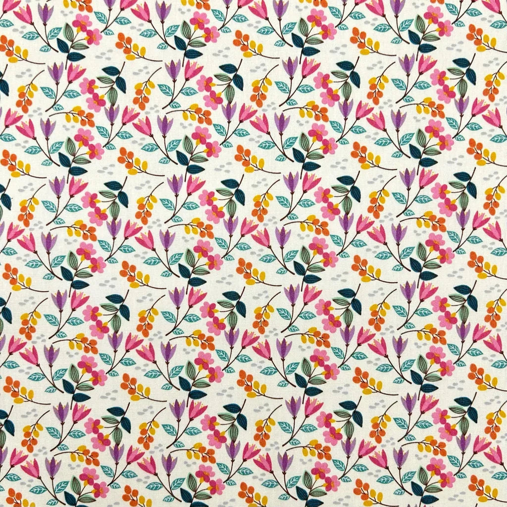 Meadow Blooms Rose & Hubble Cotton Poplin Fabric