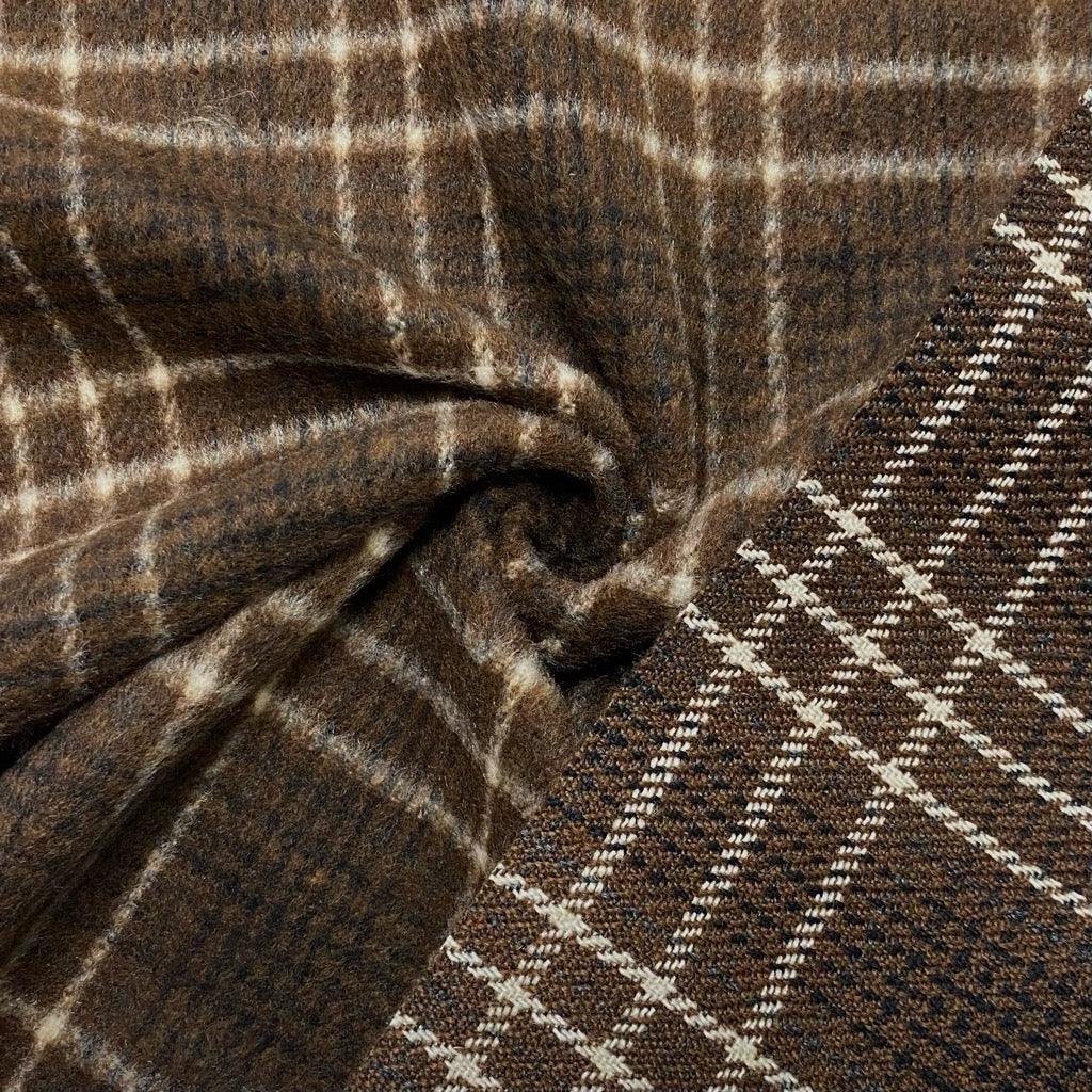 Brown Checkered Wool Blend Fabric - 2 metres for £9.95 #12 - Pound Fabrics