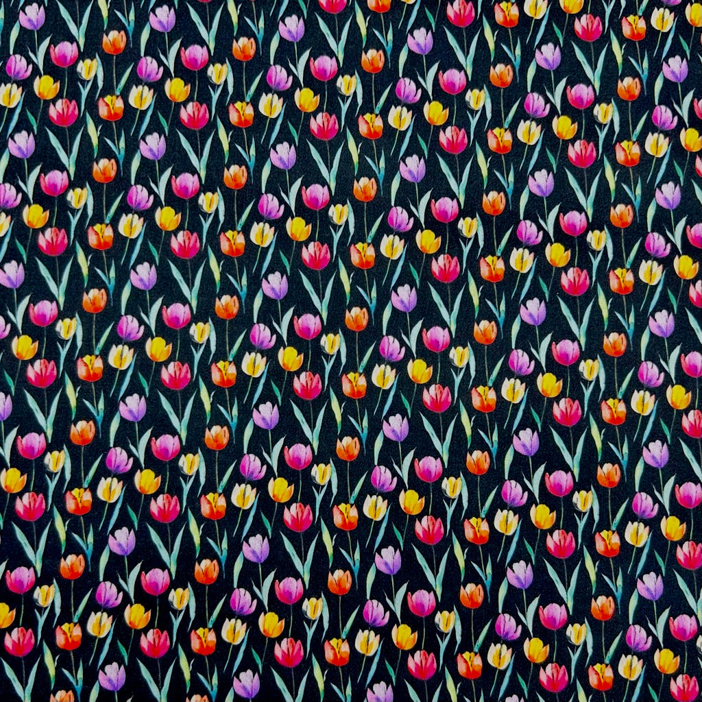 Painted Tulips Cotton Sateen Fabric