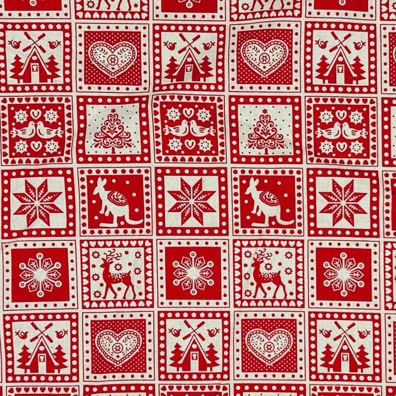 Festive Patchwork Christmas Cotton Fabric - Pound Fabrics