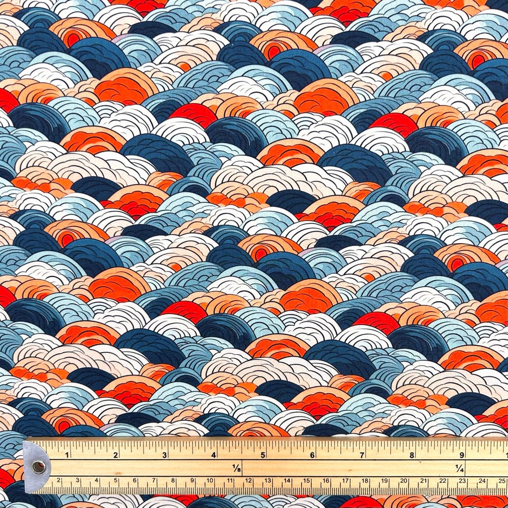 Sunset Waves Rose &amp; Hubble Cotton Poplin Fabric