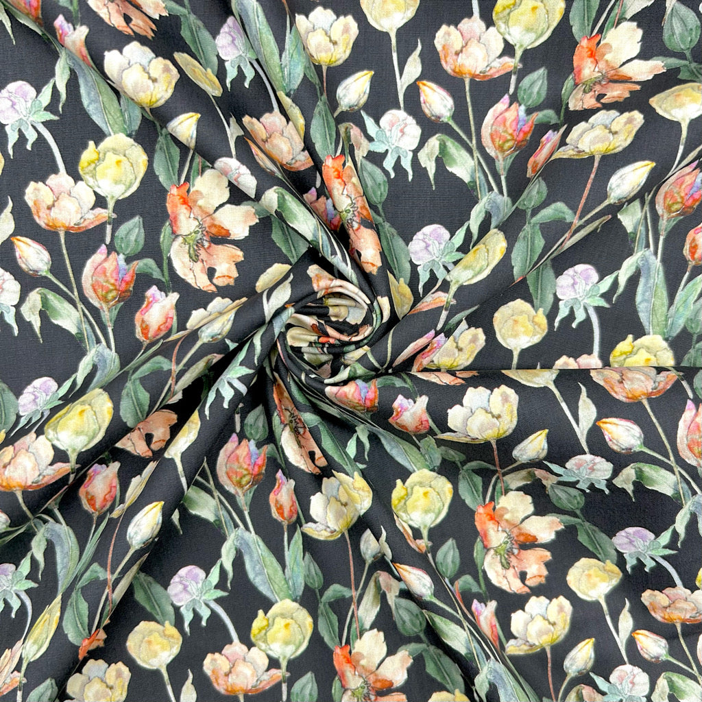 Wild Garden Meadow Rose & Hubble Cotton Poplin Fabric