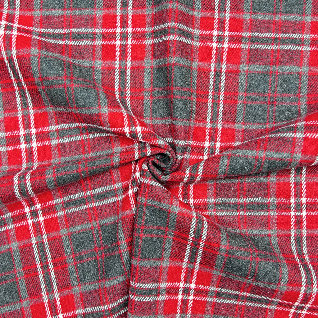 Tartan Check Wool Blend Fabric - Pound Fabrics