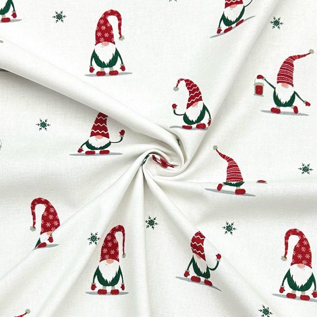 Christmas Gnomes Cotton Canvas Fabric - Pound Fabrics