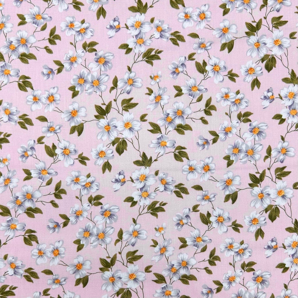 Daisy Blossom Rose & Hubble Cotton Poplin Fabric