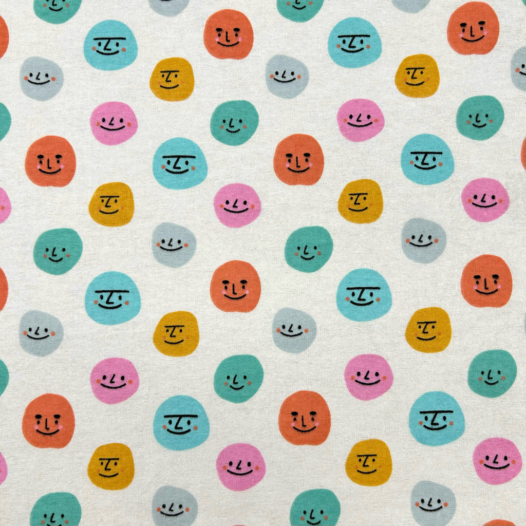 Smiley Faces Brushed Cotton Blend Fabric
