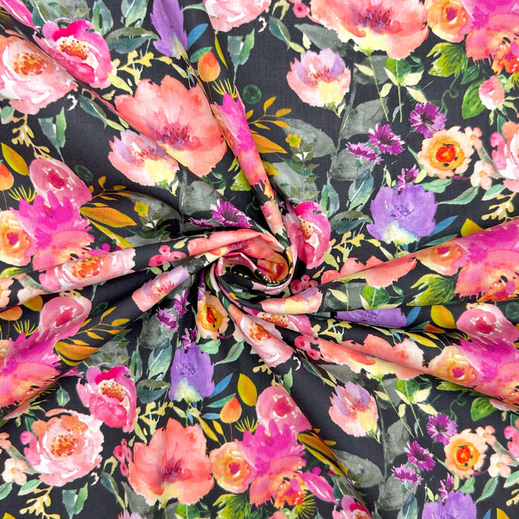 Flower Impression Rose & Hubble Cotton Poplin Fabric