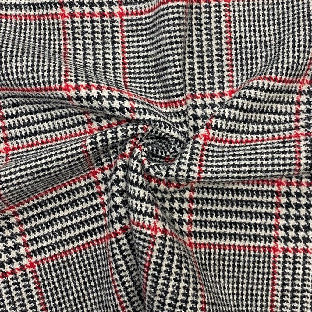 Red/Black/White Checkered Wool Blend Fabric - 2 metres for £9.95 #5 - Pound Fabrics